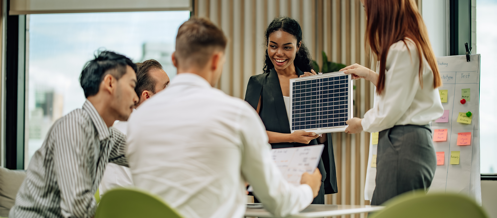 Women making presentation on solar power